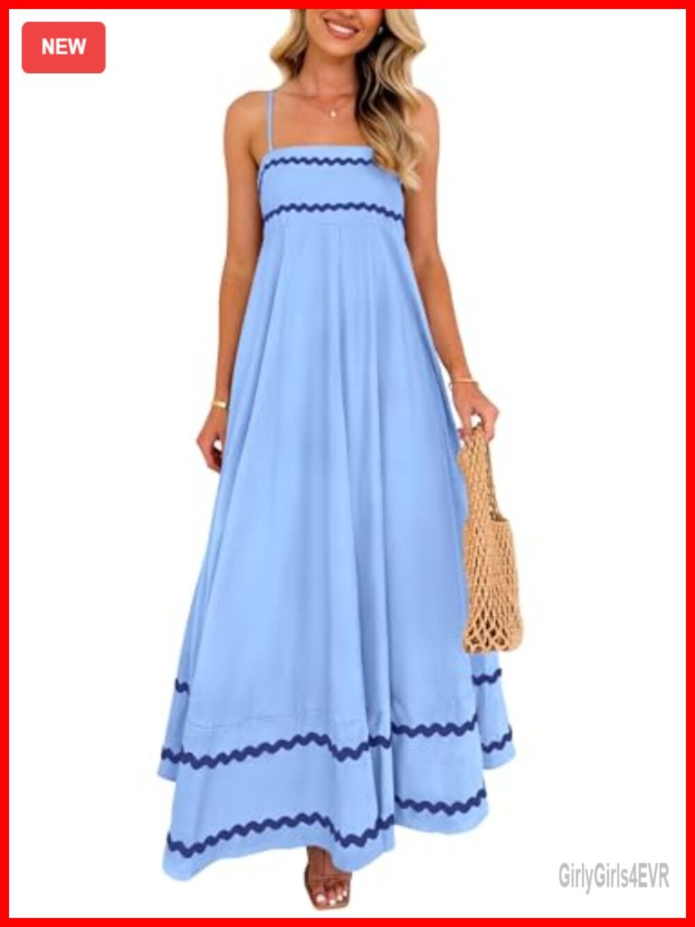 Women's Summer Spaghetti Strap Boho Maxi Dress Flowy A-Line Sundress Beach